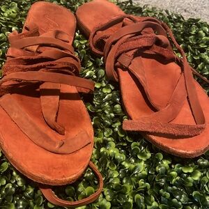 Rustic color lace up up Free people sandals